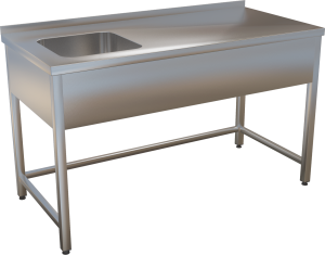Nerezový mycí stůl s lisovaným dřezem